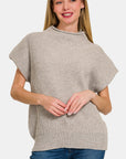 Zenana Short Sleeve Mock Neck Sweater