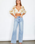 One and Only Collective Inc Chiffon Balloon Sleeved Bustier Crop Top