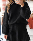 Cozy Knit Sweater & Pleated Skirt Set
