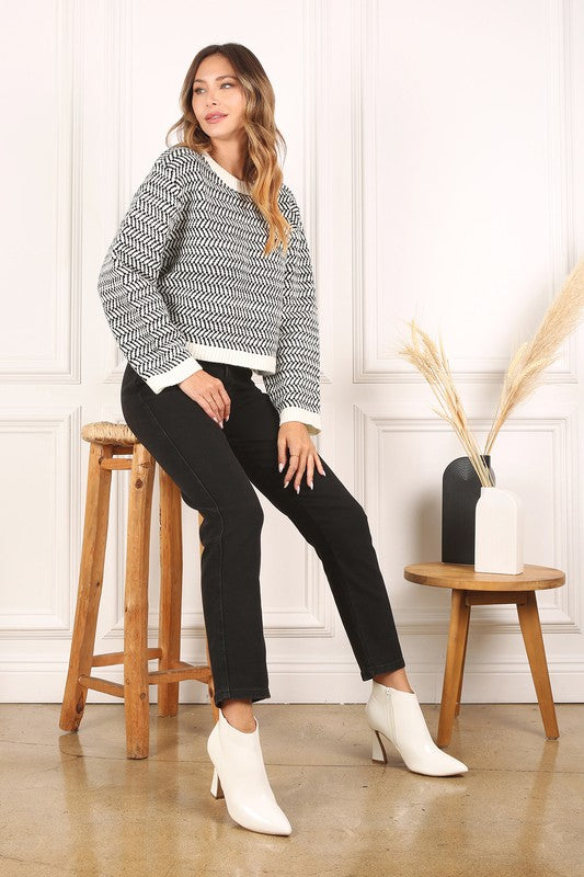 Lilou Herringbone Crew Neck Sweater