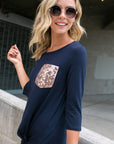 e Luna Solid Sequin Pocket Tunic