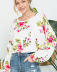 Allover Floral Lantern Sleeve Top