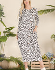 Celeste Full Size Leopard Contrast Dress with Pockets