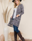 Celeste Full Size Leopard Open Front Contrast Cardigan