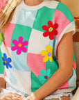 BiBi Flower Patch Checkered Sweater Vest