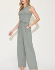 Basic Bae Full Size Ribbed Tank and Wide Leg Pants Set