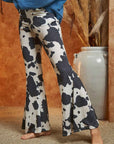 Mocha Cow Print Flared Pants