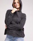 Zenana Hooded Brushed Melange Hacci Sweater