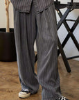 Davi & Dani Stripe Button Down Shirt and Long Pants Set