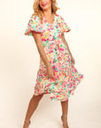 Haptics Tiered Floral Midi Dress with Pockets