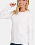 Zenana Full Size Solid Color Round Neck Long Sleeve T-Shirt