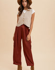 Annie Wear Wide Leg Cargo Satin Pants