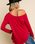 e Luna Plus Solid One Shoulder Sexy Top