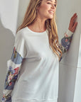 e Luna Solid Floral Mix Sweatshirt