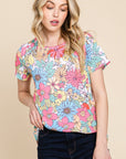 BOMBOM Floral Short Sleeve T-Shirt