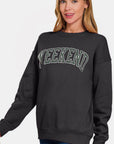 Zenana WEEKEND Round Neck Dropped Shoulder Sweatshirt