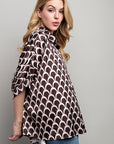 Light Satin Print Button Down Shirt