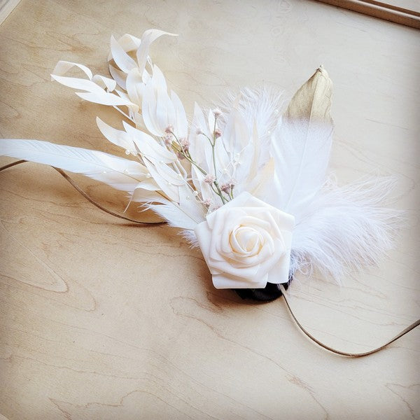 Boho Western Wedding Floral Feather Bridal Hat Bo