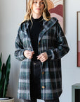 Heimish Plaid Button Down Long Sleeve Hooded Cardigan