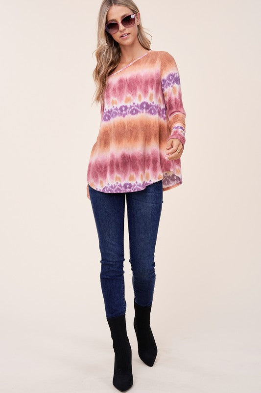 e Luna PLUS Cozy Tie Dye One Shoulder Top