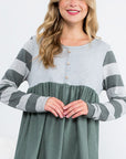 e Luna PLUS Striped Solid Mix Babydoll Top