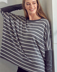 e Luna Stripe Mix Oversized Tunic Top