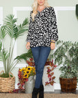 Celeste Full Size Leopard V-Neck Long Sleeve Blouse