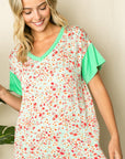 e Luna Dizzy Floral Solid Mix Boxy Top