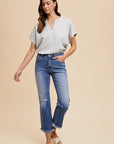 Annie Wear Distressed Raw Hem Straight Leg Cropped Jeans