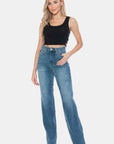 Judy Blue Full Size Tummy Control Cut Raw Hem Straight Jeans