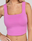 Zenana Cotton Square Neck Cropped Cami Top