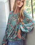 e Luna Allover Floral Print Sweatshirt