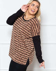 Jade by Jane Striped Animal Print Long Sleeve PLUS