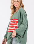 SAGE + FIG Full Size American Flag Patch Drop Shoulder T-Shirt