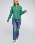 Zenana Brushed Melange Hacci Collared Sweater