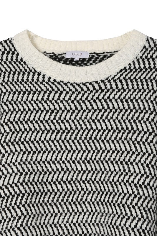 Lilou Herringbone Crew Neck Sweater - Online Only