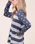 e Luna Dot Stripe Mixed Sweatshirt