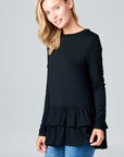 e Luna Ruffle Bottom Long Sleeve Tunic