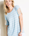 e Luna Striped Lace Patch Boxy Top