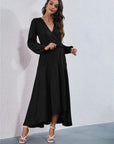 Women's V Neck Long Sleeve Maxi Dress