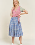 COLORBLOCK GINGHAM DRESS