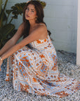 Floral Ricrac Trim Spaghetti Strap Maxi Dress
