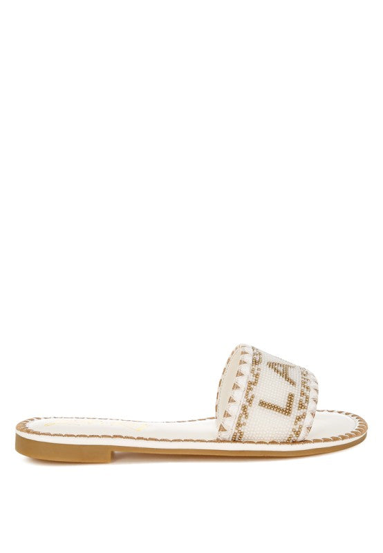 Hot Hub Beaded Lake Como Flat Slip Ons