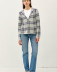 Be Cool Plaid Long Sleeve Sweater Jacket with Front Patch Pockets