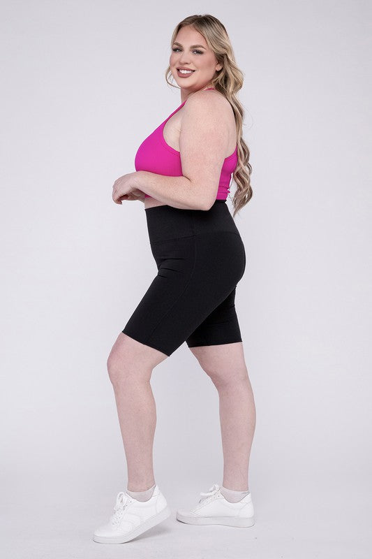 ZENANA Plus Athletic High Rise Biker Shorts