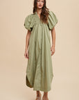 Annie Wear Smocked Puff Sleeve Midi Dress