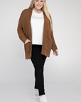 Eesome Plus Size Ribbed Knit Open Front Cardigan