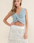 Rhinestone Suede Fringe Skirt