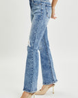 RISEN Full Size High Rise Distressed Flare Jeans