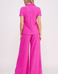 Jade By Jane Textured Short Sleeve Top  & Wide Leg Pant Set